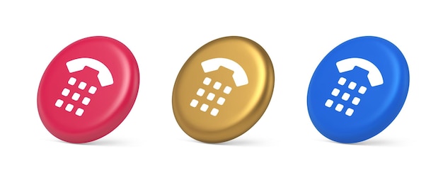 Aplicación de botón de llamada telefónica teléfono comunicación de contacto móvil icono realista 3d