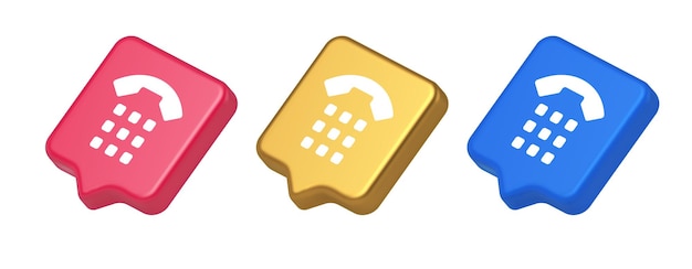 Aplicación de botón de llamada telefónica teléfono móvil comunicación de contacto 3D icono realista