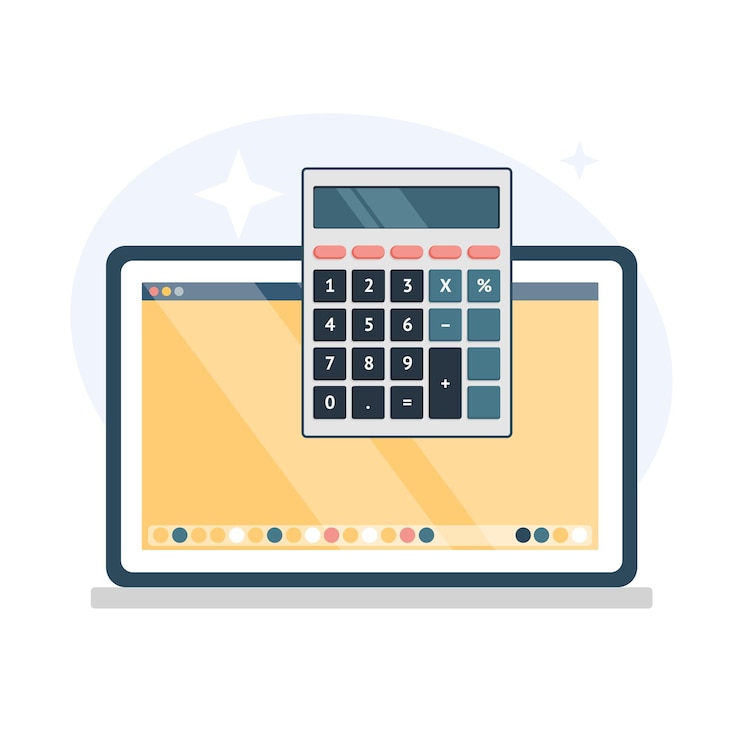 Vector aplicación de calculadora desctop en la ilustración de vector de computadora portátil