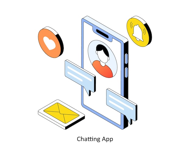 Aplicación de chat Vector Gradiente ilustraciones de estilo isométrico EPS 10 Archivo