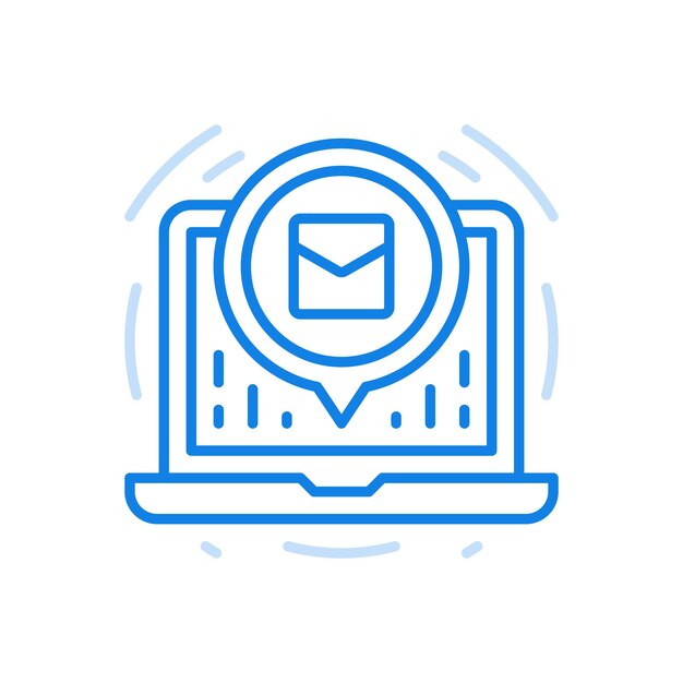 Aplicación de chat web de icono de línea de vector de mensaje en línea con correspondencia y comunicación