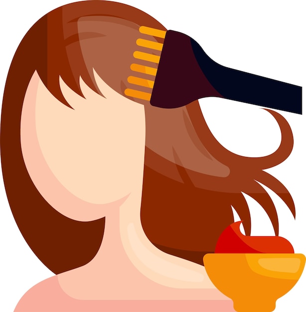 Aplicación de color con un tazón y un cepillo colorista de cabello diseño vectorial belleza y cuidado personal