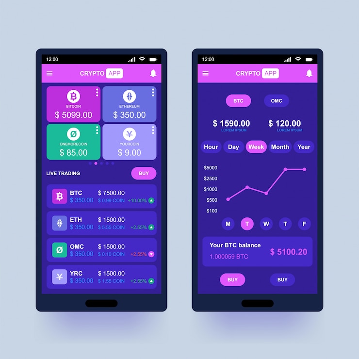 Vector aplicación de criptomoneda
