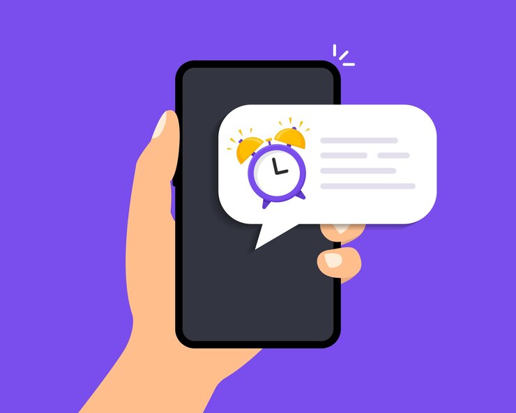 Vector aplicación de despertador en un teléfono móvil