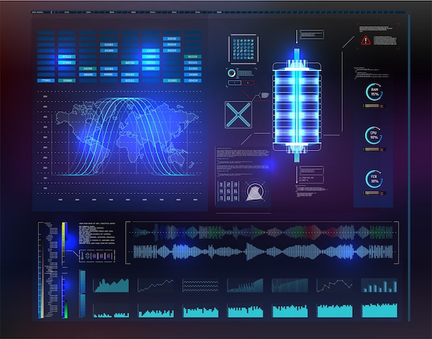 Aplicación Hud Ui. Interfaz de usuario futurista Hud y elementos de infografía.