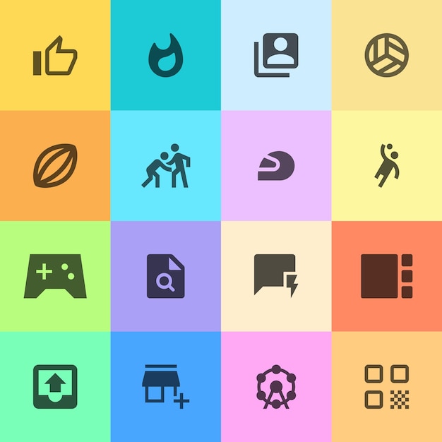 Vector aplicación de iconos de android mínimos limpios múltiples ui ux vector