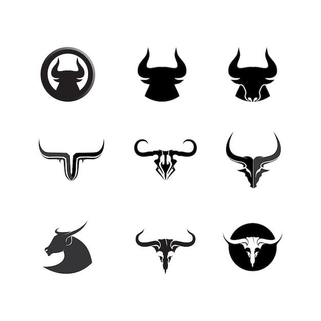 Vector aplicación de iconos de plantilla de logotipo y símbolo de cuerno de toro