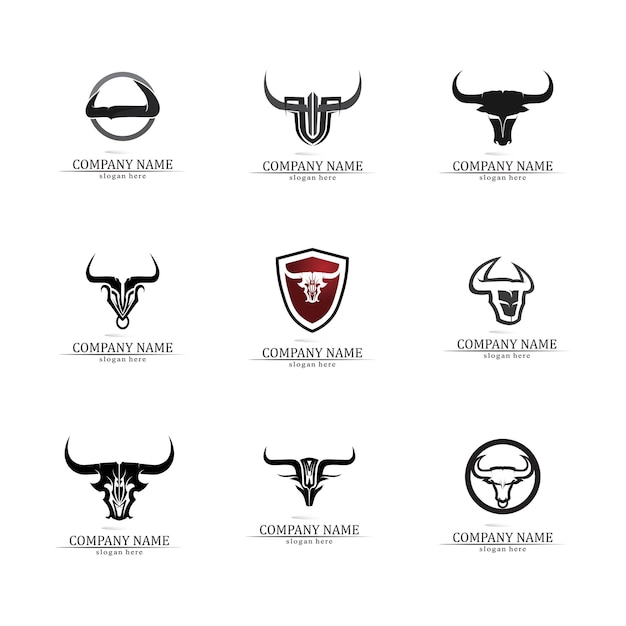 Aplicación de iconos de plantilla de logotipo y símbolo de cuerno de toro