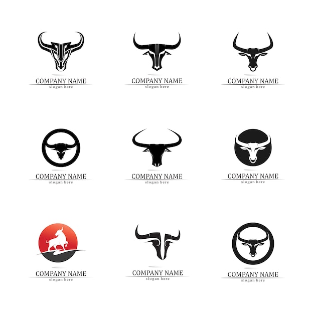 Aplicación de iconos de plantilla de logotipo y símbolo de cuerno de toro