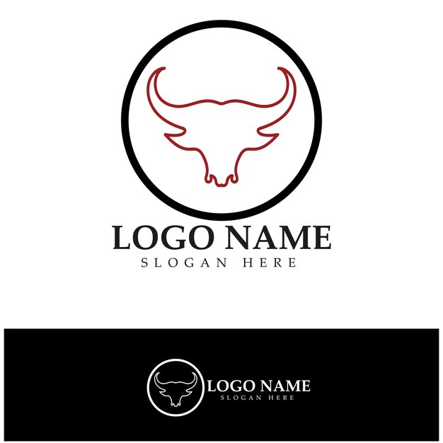 Aplicación de iconos de plantilla de logotipo y símbolo de cuerno de toro