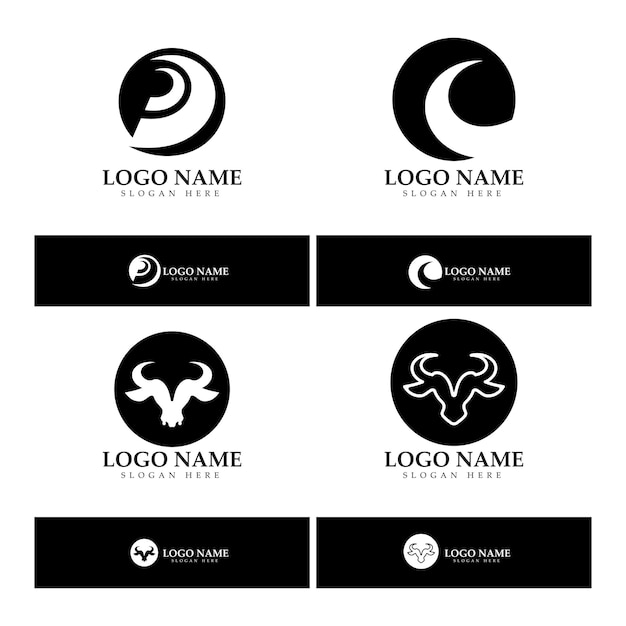 Aplicación de iconos de plantilla de logotipo y símbolo de cuerno de toro