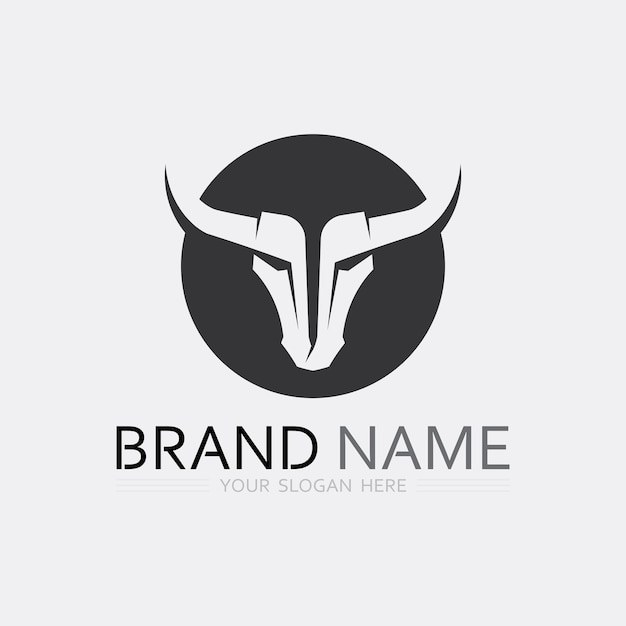 La aplicación de iconos de plantilla de logotipo y símbolo de cuerno de vaca y búfalo