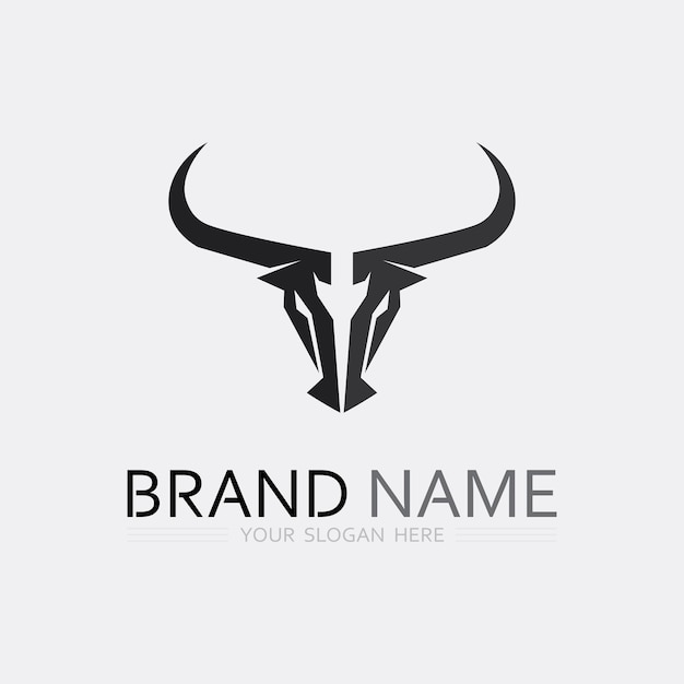 La aplicación de iconos de plantilla de logotipo y símbolo de cuerno de vaca y búfalo