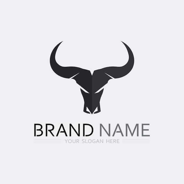 La aplicación de iconos de plantilla de logotipo y símbolo de cuerno de vaca y búfalo
