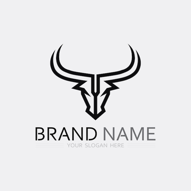 Aplicación de iconos de plantilla de símbolo y logotipo de vaca y búfalo de cuerno de toro