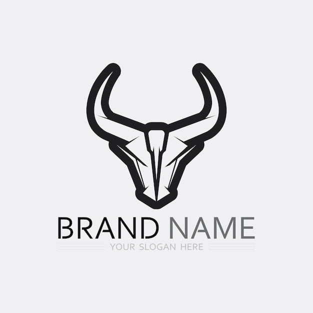 Aplicación de iconos de plantilla de símbolo y logotipo de vaca y búfalo de cuerno de toro