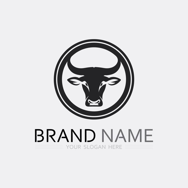 Aplicación de iconos de plantilla de símbolo y logotipo de vaca y búfalo de cuerno de toro