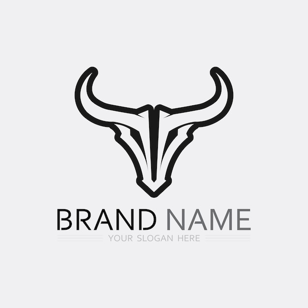 Aplicación de iconos de plantilla de símbolo y logotipo de vaca y búfalo de cuerno de toro
