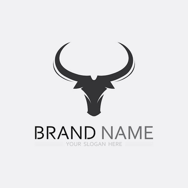 Aplicación de iconos de plantilla de símbolo y logotipo de vaca y búfalo de cuerno de toro
