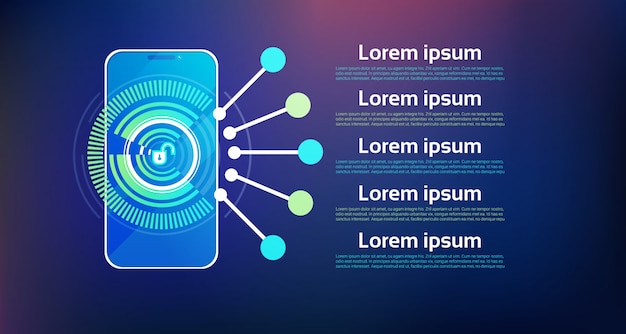 Aplicación de identificación y protección del concepto de seguridad bloqueada del teléfono inteligente tecnología de acceso al teléfono