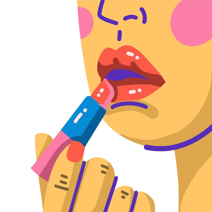 Vector aplicación de la ilustración retro de lápiz labial rojo