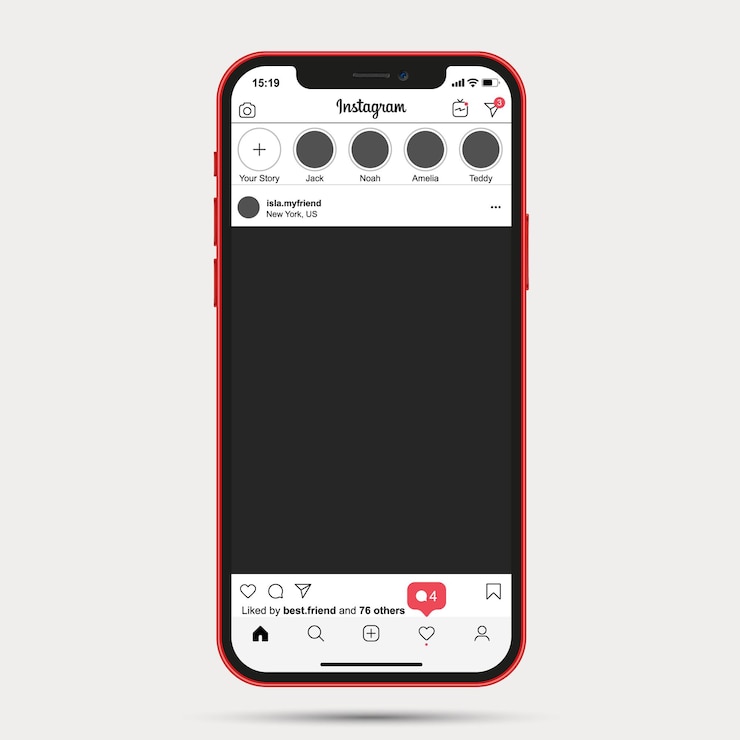 Vector aplicación de interfaz de usuario de plantilla de publicación de instagram