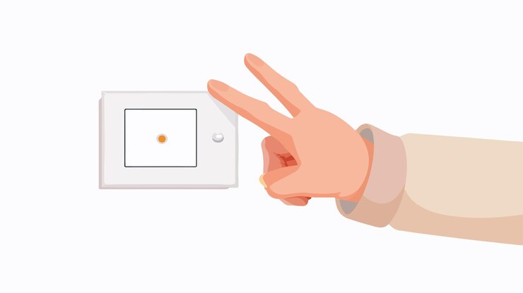 Vector aplicación manual del interruptor aislado en fondo blanco uso profesional