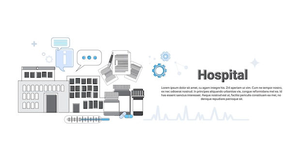 Vector aplicación médica de hospital medicina de cuidado de la salud en línea web banner vector illustration