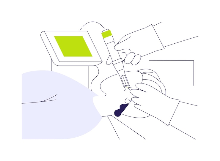 Vector aplicación médica del láser concepto abstracto ilustración vectorial médico que utiliza el láser médico como