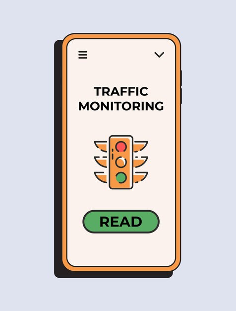Aplicación de monitoreo de tráfico Aplicación para viajes Concepto de ilustración vectorial