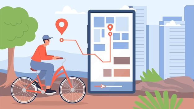 Aplicación móvil con concepto vectorial de mapas