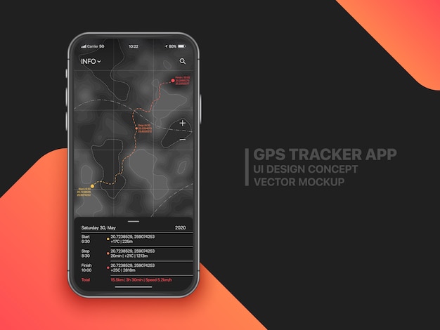 Aplicación móvil gps tracker ui ux concept