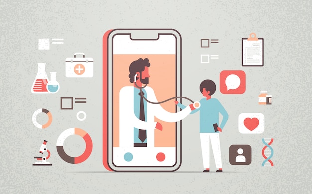 aplicación móvil en línea doctor masculino