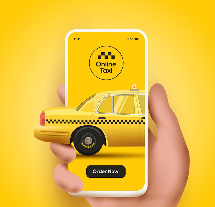 Vector aplicación móvil de taxi o pedido de taxi ilustración del concepto en línea