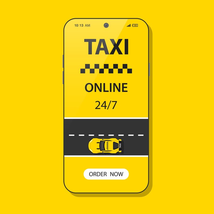 Vector aplicación móvil de taxi o pedido de taxi en línea