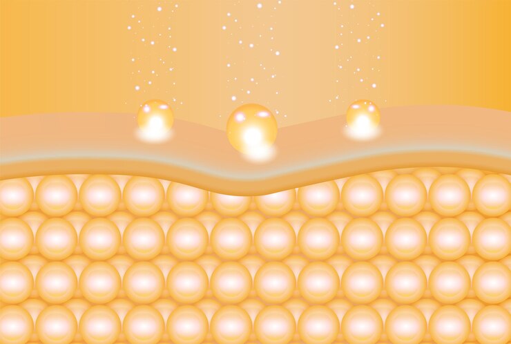 Vector aplicación de la nutrición de colágeno a la piel ilustración 3d