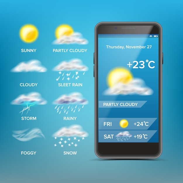 Vector aplicación de pronóstico del tiempo