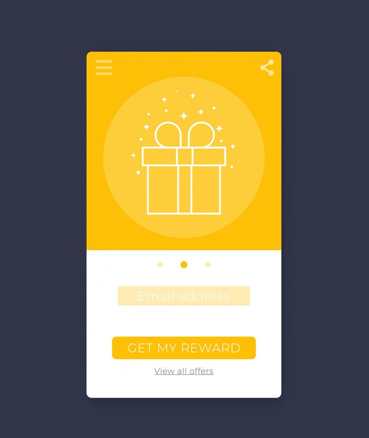 Vector aplicación de recompensa, diseño de interfaz de usuario móvil