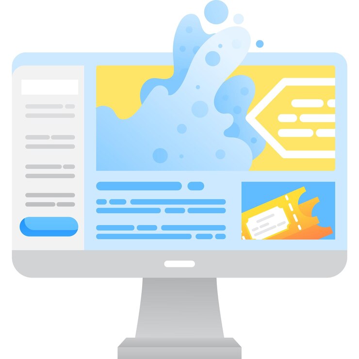 Vector aplicación de reserva para la compra de boletos de piscina icono vector diseño de monitor de computadora aislado sobre fondo blanco