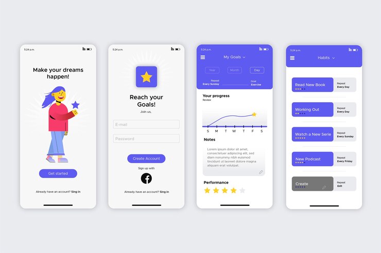 Vector aplicación de seguimiento de objetivos y hábitos