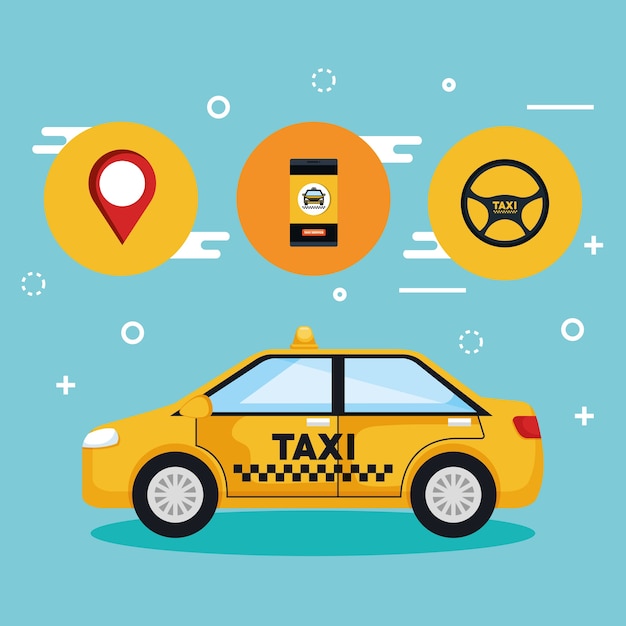 Vector aplicación de servicio de taxi transporte de transporte inteligente