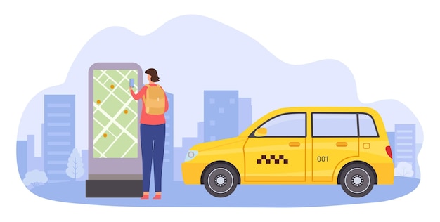 Aplicación de taxi de servicio en línea con ubicación de mapa