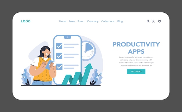 Aplicaciones de productividad web o página de aterrizaje que adopten tecnología móvil para la gestión de tareas y la eficiencia