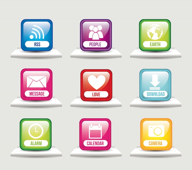 aplicaciones sobre estantes app store vector illustration