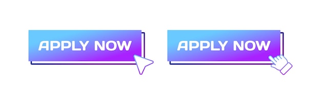 Aplicar ahora botón Púrpura plano aplicar ahora cursor en el botón icono vectorial