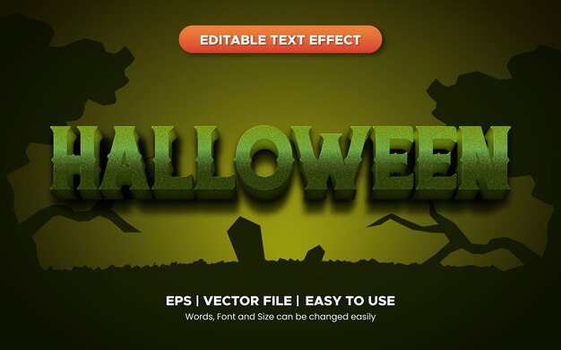 Apocalipsis de estilo de terror editable de efecto de texto de Halloween con combinación de color verde