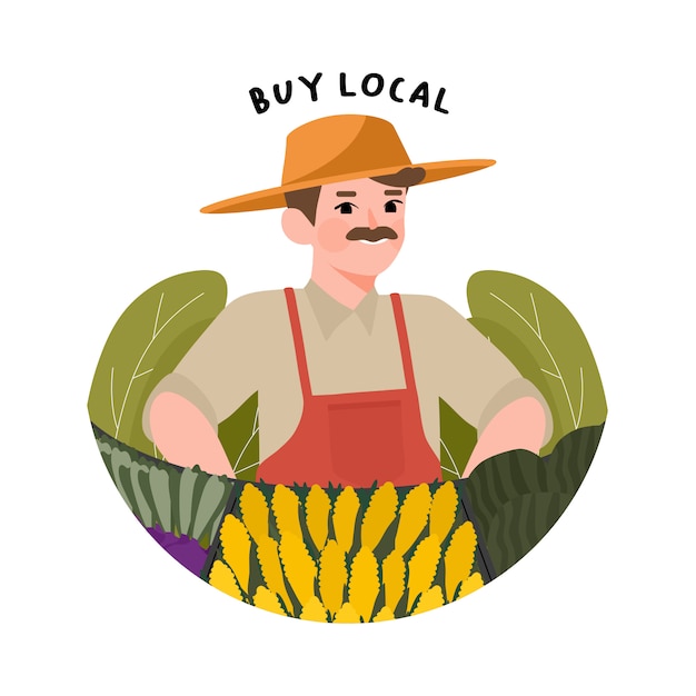 Vector apoyar la ilustración de los agricultores locales.