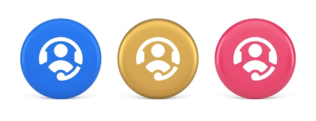 Apoyo al cliente botón de asistencia de helpdesk llamada a la línea de ayuda conexión icono realista 3D