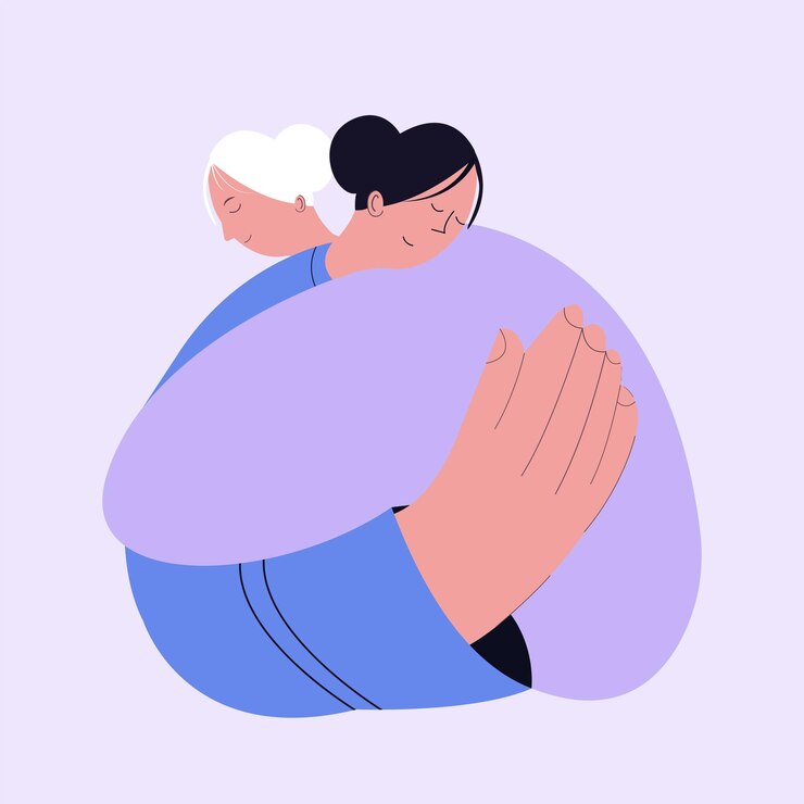 Vector apoyo amistoso. abrazo de mujer. bandera. gráficos vectoriales
