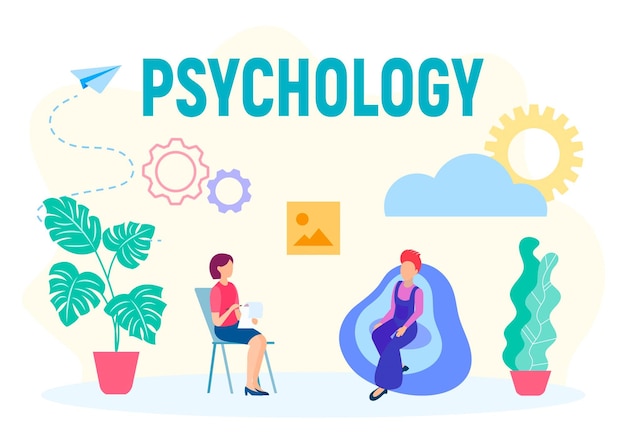 Apoyo y asistencia de un psicólogo consulta psicológica ilustración vectorial